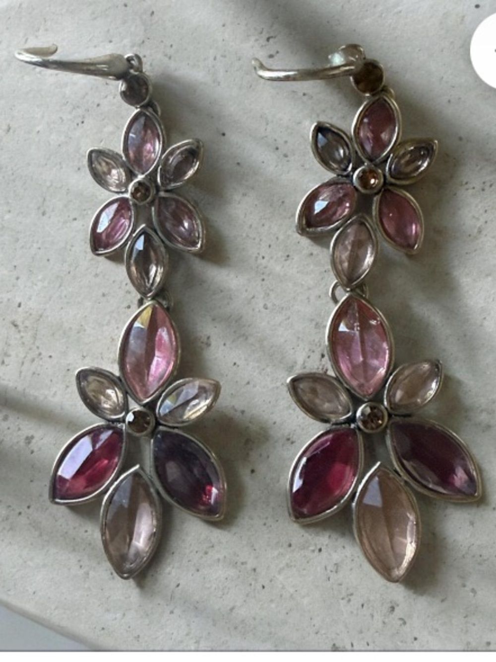 Ellen Tracy Pink Multi-Gem Flower Drop Earrings!